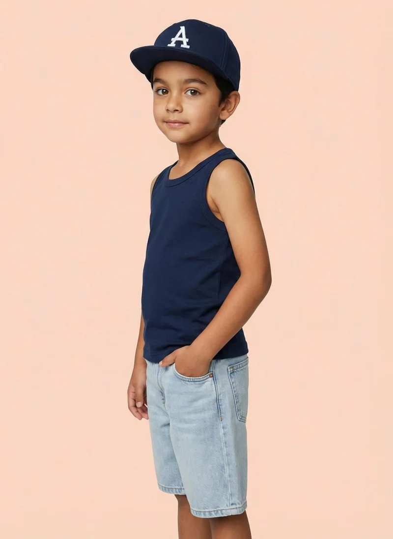 نوتيناتي Nautinati Boys' 100% Cotton Pack of 2 Solid Essentials Vests