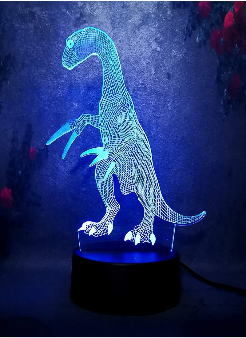 althiqahkey - 3D Illusion LED Night Light Velociraptor Dinosaur Raptors Jurassic Park 7 Color Change Kid Lamp Gift - Image 1