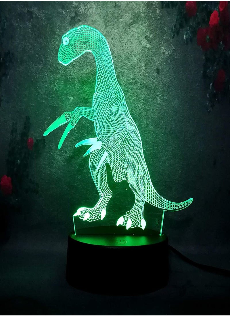 althiqahkey - 3D Illusion LED Night Light Velociraptor Dinosaur Raptors Jurassic Park 7 Color Change Kid Lamp Gift - Image 1