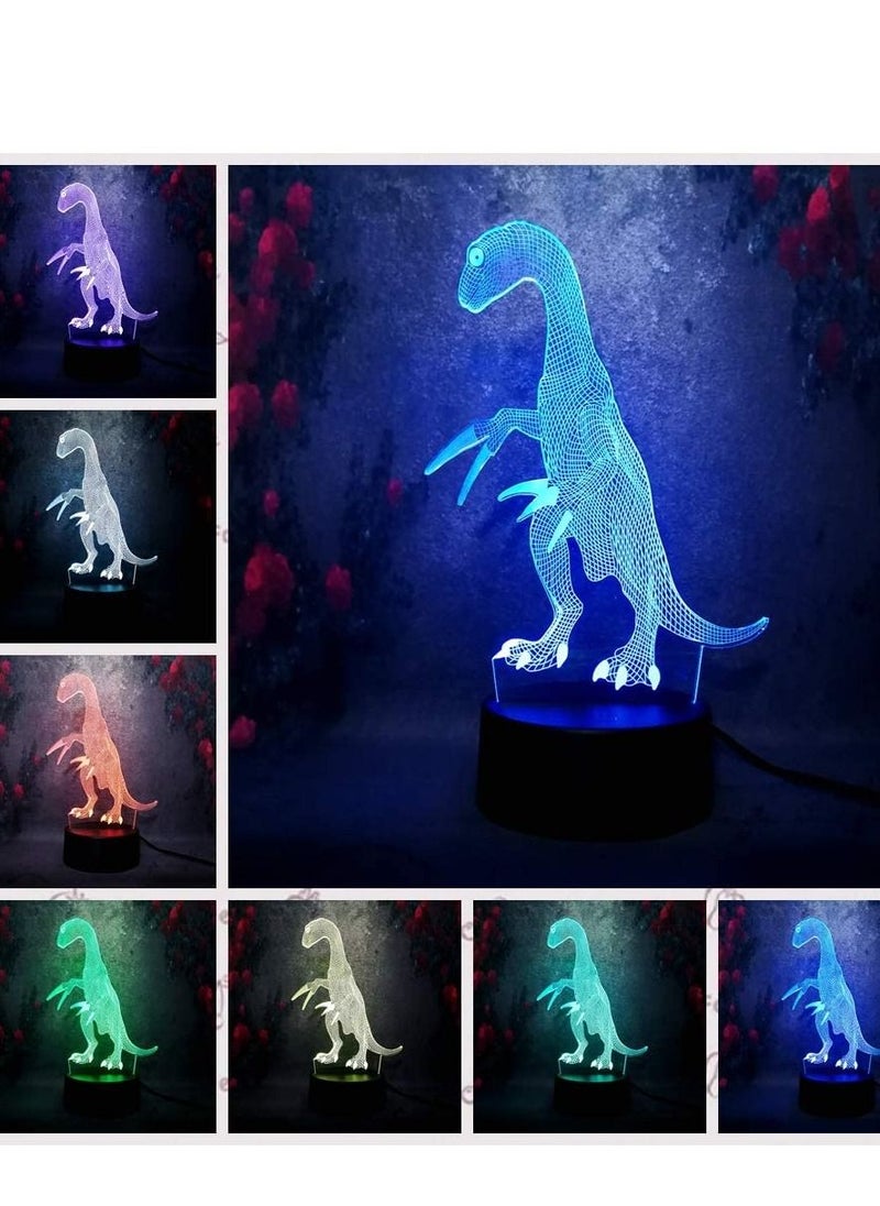 althiqahkey - 3D Illusion LED Night Light Velociraptor Dinosaur Raptors Jurassic Park 7 Color Change Kid Lamp Gift - Image 1
