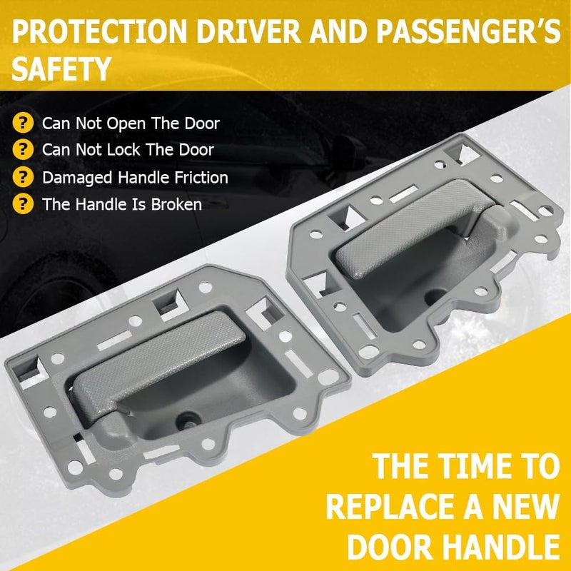 OCPTY Interior Door Handles Replacement for 2005-2011 Jeep Grand Cherokee - Gray (4pcs) - Image 3