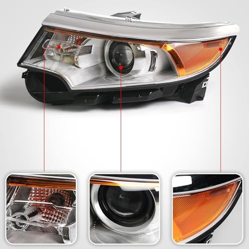FIONE for Ford Edge Headlight Assembly 2011 2012 2013 2014 Halogen Replacement Projector Headlamp SE SEL Limited Left Driver Side LH BT4Z13008B - Image 2
