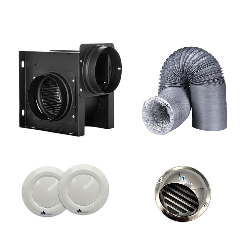 Astberg Astberg Kitchen FanAHT 1534 150mm6 2 DIFFUSER 6 1 COWL 6 1 PIPE 6 Silent mix flowInline fanDuct fanCowl with MeshChimney CowlVent capInline Duct Ventilation System Accessories  - Image 1