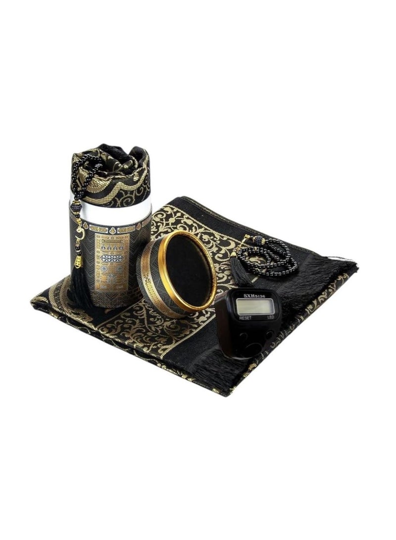 Sajadati Prayer Mat in an Elegant Cylinder Gift Box, Includes Elegant Praying Rug(105cmX70cm) Prayer Beads, Hand Press Digital Counter. Portable and Suitable for all places, Home, Office, Car. Great Gift Box For Men, Women and Children. Elegant Gift for Hajj Eid Adha  - Image 3