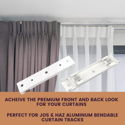 Jos & Haz Straight Curtain Track Double Ceiling Brackets, White, 6 Pack, Ceiling Mount Curtain Support, Track Accessories - Image 3
