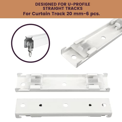 Jos & Haz Straight Curtain Track Double Ceiling Brackets, White, 6 Pack, Ceiling Mount Curtain Support, Track Accessories - Image 4