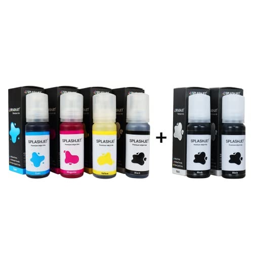 Splashjet 003 Compatible Refill Ink for Epson L3150, L3110, L3250, l3210, L3252, L3150, L3116, L3101, L3215, L3216, L3151, L3152, L3156, L5190 Printer Ink - (70gm x C/M/Y+ 3PCS Black) Bottle - 503086 - Image 1