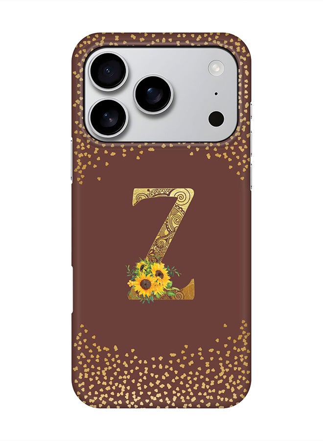 Stylizedd For iPhone 17 Pro,Case, [Compatible with MagSafe] Magnetic cover Slim fit Protection Matte, - Custom Floral Monogram - Z  (Brown )