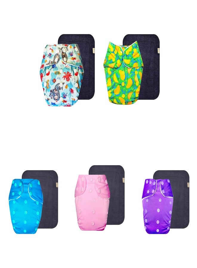 Dumbledo Premium Cloth Diaper with Gray Insert (Pack of 5) | Soft & Gentle | Breathable | Travel Friendly | Trusted by Moms | 3 Months - 3 Years | Unisex Baby - Image 1