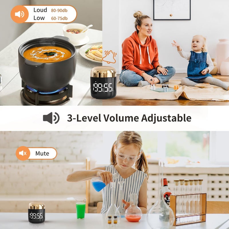 MeesMeek Digital Kitchen Timer,Countdown Countup Timer with Large LED Display Volume Adjustment,Timer for Cooking, Classroom Time for Kids and Teachers. (Gold) - Image 5