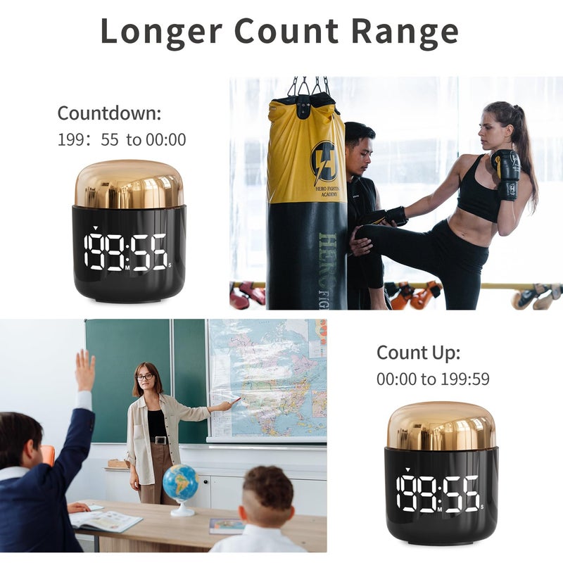 MeesMeek Digital Kitchen Timer,Countdown Countup Timer with Large LED Display Volume Adjustment,Timer for Cooking, Classroom Time for Kids and Teachers. (Gold) - Image 4