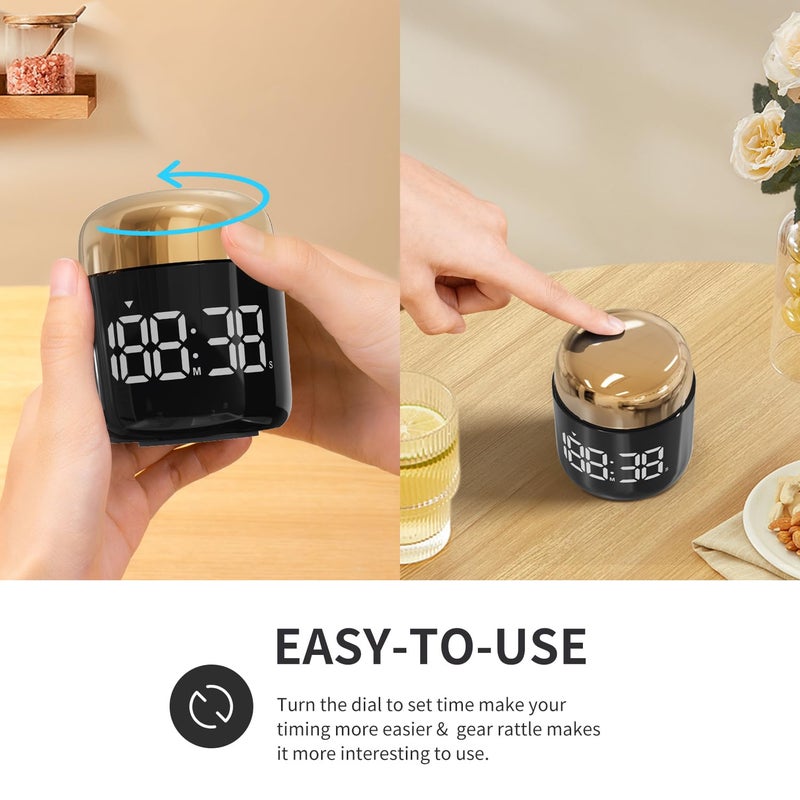 MeesMeek Digital Kitchen Timer,Countdown Countup Timer with Large LED Display Volume Adjustment,Timer for Cooking, Classroom Time for Kids and Teachers. (Gold) - Image 2