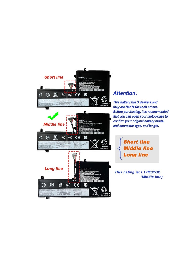 Terabyte بطارية متوافقة مع LEN0VO رقم الجزء: L17C3PG1، L17C3PG2، L17L3PG1، L17L3PG3، L17M3PG1، L17M3PG2، L17M3PG3، L17S3PG1، 4400mAh - Image 5
