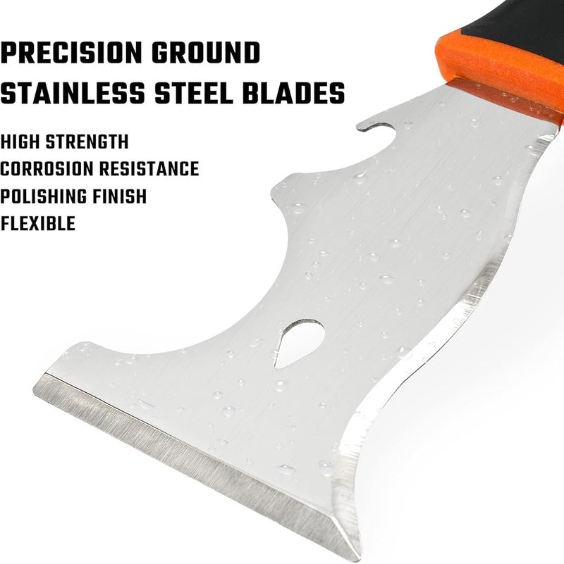 Vanquish 5 In 1 Stainless Steel Putty Knife Paint Scraper with Soft Grip Handle and Metal Hammer End (3568) - Image 2