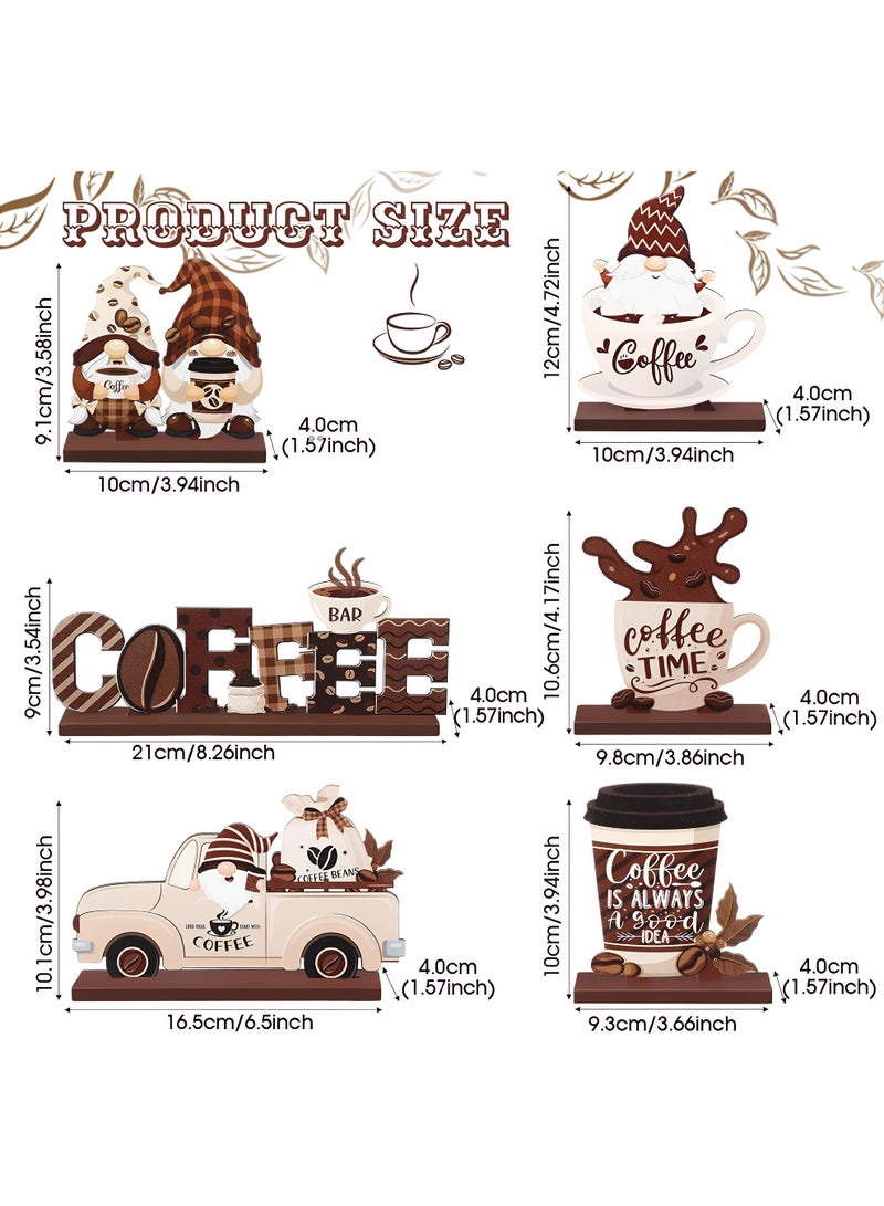 طقم ديكور ركن القهوة الخشبي 6 قطع – ديكور مزرعة ريفي لبار القهوة ومنطقة القهوة في المطبخ مع لافتات خشبية للتيرد تري - Image 5