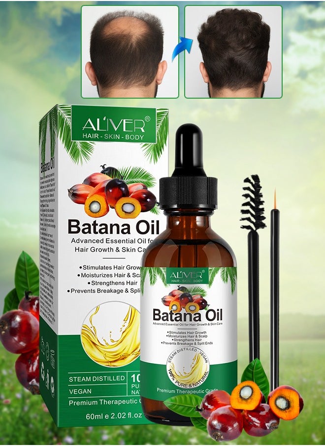 ALIVER Natural Batana Oil for Hair Care Hair Conditioner Oil for Thin Hair Repair Damaged Hair Nourishes Thin Hair Scalp Skin and Loss Hair Growth Fit for All Hair Types Raw Batana Oil 60ml  - Image 1