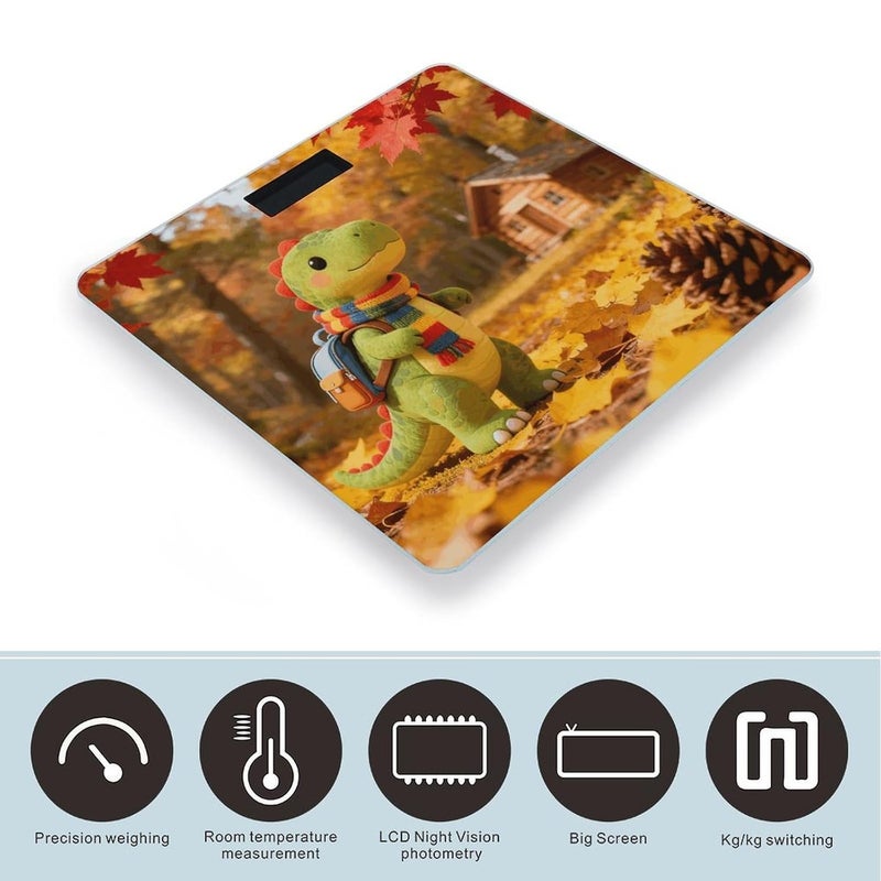 Little Dinosaur's Autumn Forest Roaming Weight Scale Household High Precision Digital Body Scale Cute Compact Slim Bathroom Scale Sleek Modern Personal Body Weighing Machine For Bedroom Kitchen And Ba - Image 3