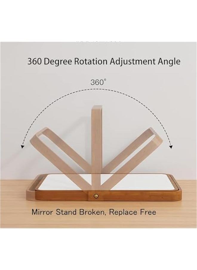 HOOKOR Wood Table Makeup Mirrors for Women - Rectangle Wall-Mounted Mirrors Desk Mirrors for Living Room Bedroom Birthday Gifts,Dark Brown  - Image 3