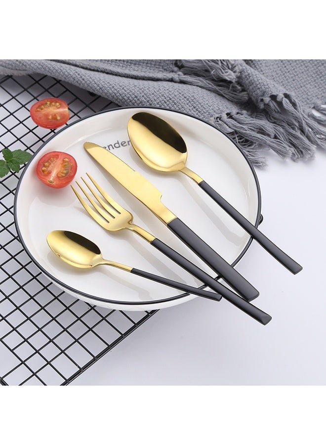 4-Piece Premium Cutlery Set - Black/Gold Stainless Steel Utensils with Mirror Polished Finish, Food-Grade Steel & Anti-Rust Coating - Luxury Dining Set for Steak, Salad, Dinner & Formal Events - Image 2