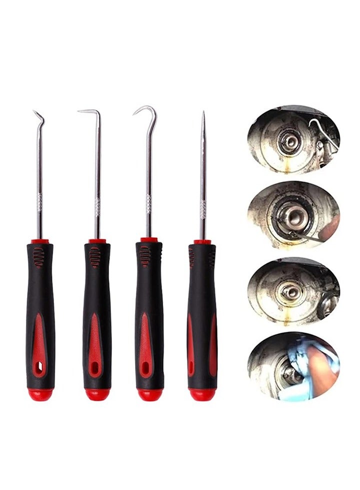 مجموعة قصيرة، خطاف طوق الزيت، 4 قطع من خطافات وخطاطيف الدقة، سحب الخطاف، سحب وإزالة مفك طوق الزيت. تركيب وإزالة الأجزاء الصغيرة، أداة إزالة وسحب خطاف طوق الزيت وحلقة O للسيارات، السيارات، أدوات إصلاح الإلكترونيات المنزلية. - Image 1