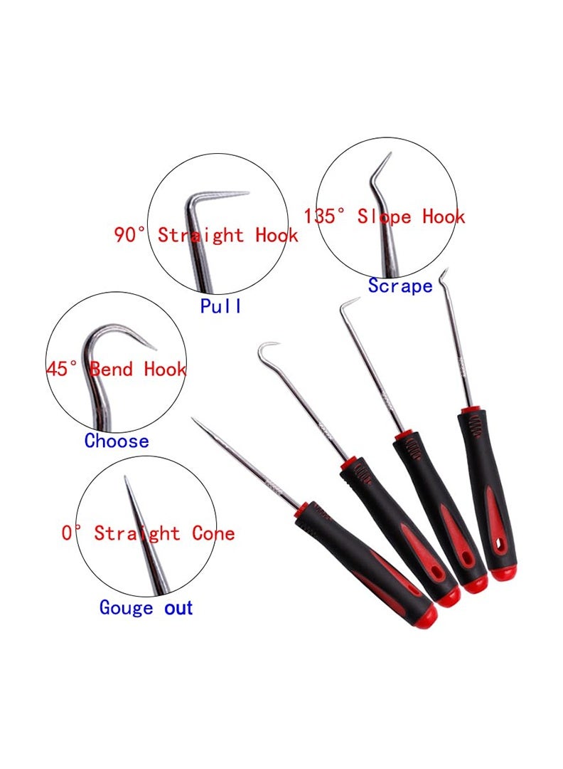 مجموعة قصيرة، خطاف طوق الزيت، 4 قطع من خطافات وخطاطيف الدقة، سحب الخطاف، سحب وإزالة مفك طوق الزيت. تركيب وإزالة الأجزاء الصغيرة، أداة إزالة وسحب خطاف طوق الزيت وحلقة O للسيارات، السيارات، أدوات إصلاح الإلكترونيات المنزلية. - Image 5