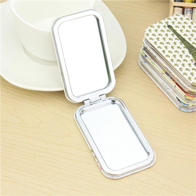 4 pcs Rectangular Cosmetic Mirrors Foldable Makeup Mirror Printing Pocket for Girls Women Ladies Random Pattern - Image 5