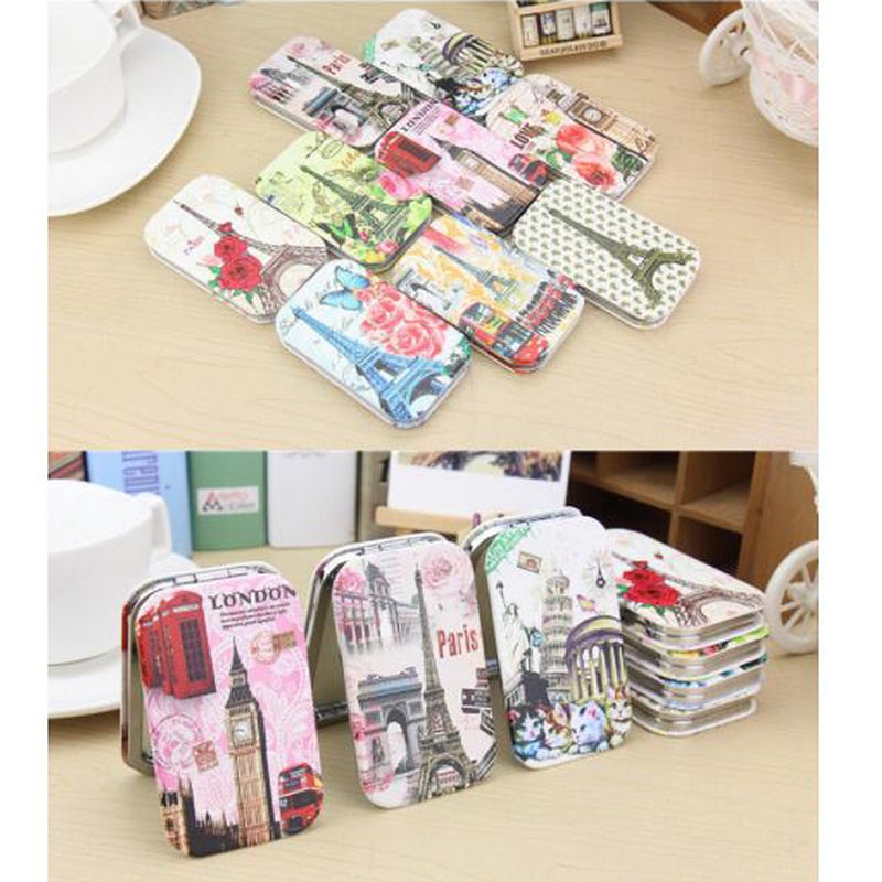 4 pcs Rectangular Cosmetic Mirrors Foldable Makeup Mirror Printing Pocket for Girls Women Ladies Random Pattern - Image 3