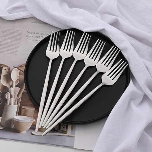 Uniturcky Silver Silverware Set, 24-Piece Stainless Steel Flatware Set Service For 6, Mirror Polished Tableware Cutlery Set Knife Fork And Spoon For Home & Restaurant, Dishwasher Safe - Image 4