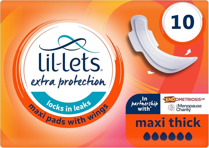 Lil-Lets Extra Protection Maxi Pads with Wings for Extremely Heavy Flow - 10 Count - Image 1