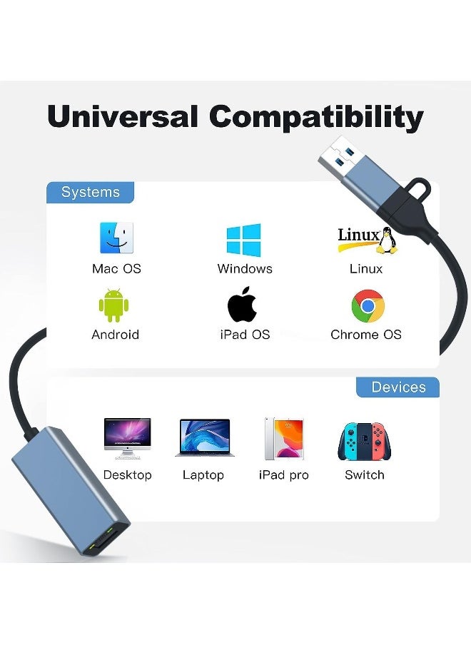 ماركة غير محددة محول USB إلى Ethernet، USB 3.0/USB C إلى RJ45 محول Ethernet، محول LAN بسرعة 100 ميجابت في الثانية، محول شبكة نوع C Thunderbolt 3 لأجهزة التابلت/الموبايل/الكمبيوتر/ماك بوك/ويندوز/سيرفيس برو، وغيرها  - Image 2