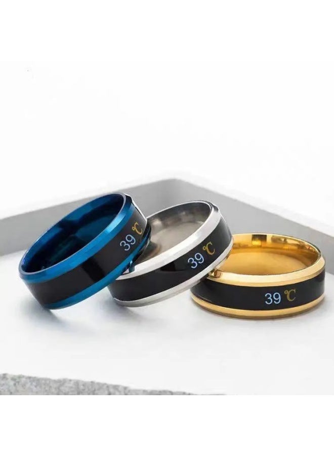 Temperature Sensing Ring Korean Student Personality Trendsetter Creative Temperature Hip Hop Ring Titanium Steel Fashion Single Tail Ring Jewelry-Colour:Smart Temperature Sensing Ring [silver] No. 8 Finger Circumference 56.9mm - Image 5
