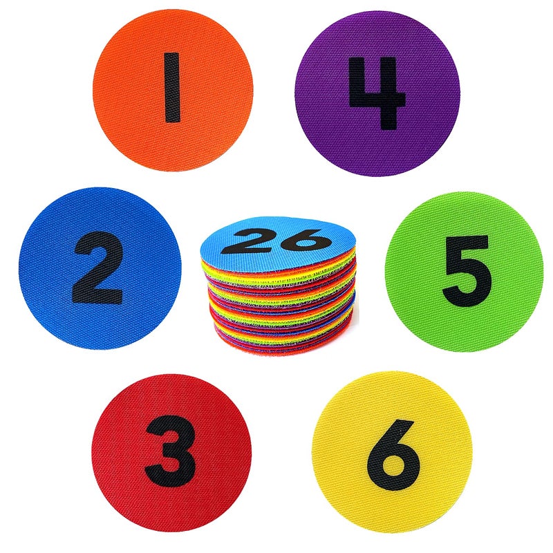 GetALift "GetALift-" Carpet Dots with Number 1-26.4 Inch Circle Sitting Dots Markers, 6 Colors Carpet Markers for Classroom, Floor Points for Teachers Supplies (26pcs) - Image 1