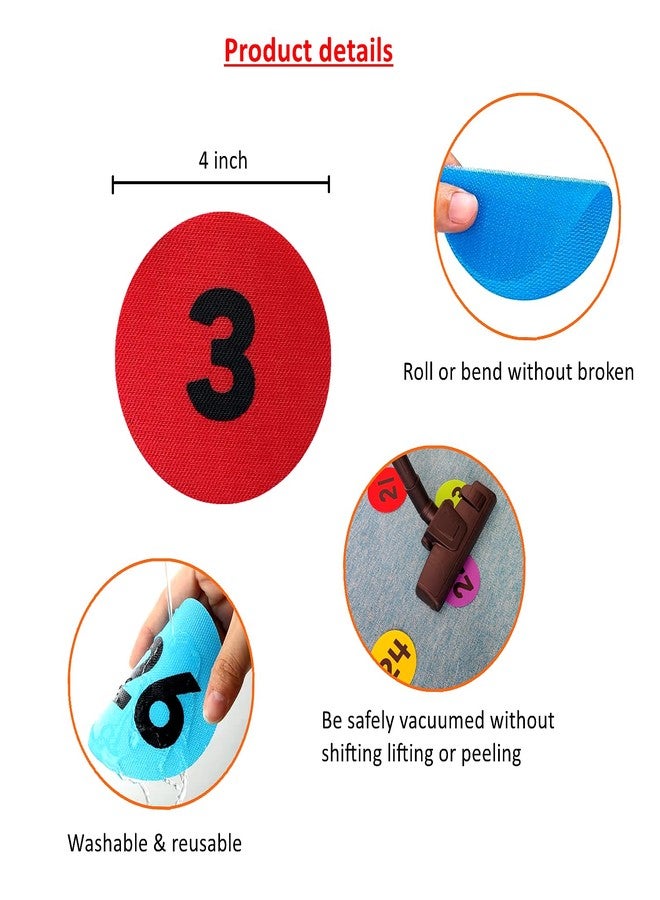 GetALift "GetALift-" Carpet Dots with Number 1-26.4 Inch Circle Sitting Dots Markers, 6 Colors Carpet Markers for Classroom, Floor Points for Teachers Supplies (26pcs) - Image 4