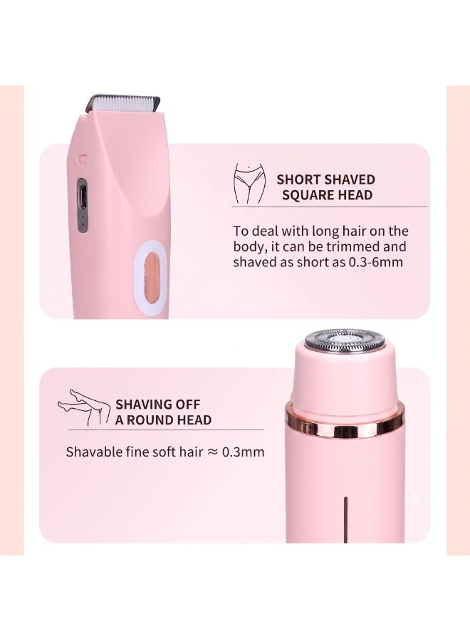 YoMaJ 2-in-1 Women's Electric Shaver & Bikini Trimmer | Dual-Head Electric Razor for Women Legs, Face, Underarms & Pubic Hair Remover | Waterproof Wet & Dry Use Painless Lady Shaver | Portable USB Rechargeable Multifunctional Beauty Gift Set (Pink) - Image 2