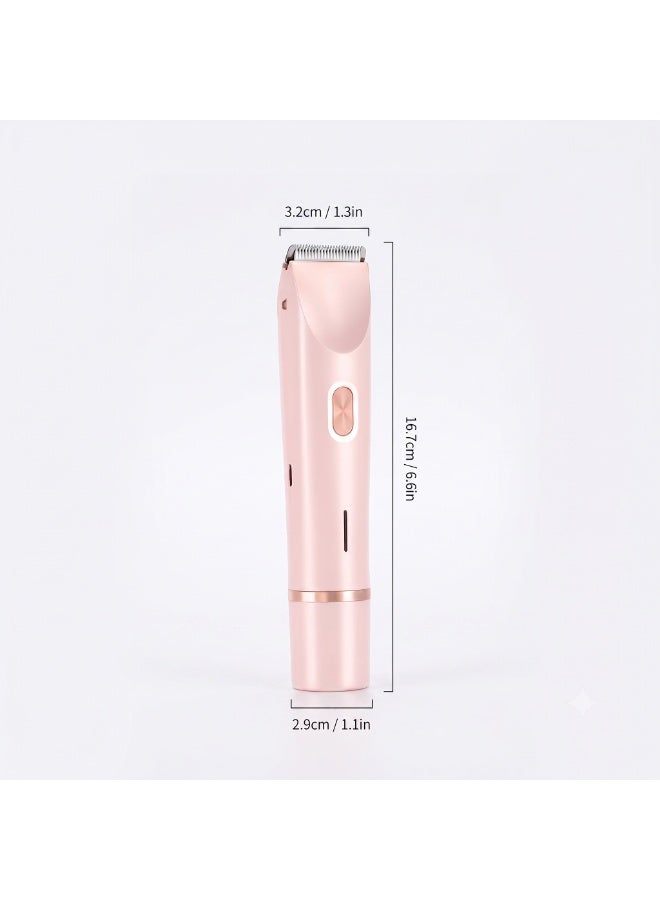 YoMaJ 2-in-1 Women's Electric Shaver & Bikini Trimmer | Dual-Head Electric Razor for Women Legs, Face, Underarms & Pubic Hair Remover | Waterproof Wet & Dry Use Painless Lady Shaver | Portable USB Rechargeable Multifunctional Beauty Gift Set (Pink) - Image 5