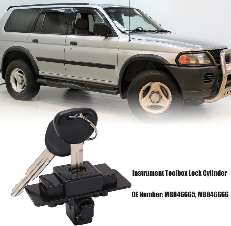 woobles Glove Box Lock Assembly MB846666,  MB846665 Instrument Toolbox Lock Cylinder Assembly with 2 Keys Replacement for Montero 1992‑2000 - Image 3