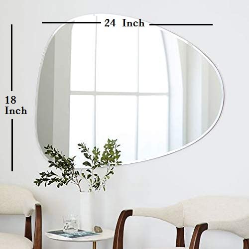 SEVEN HORSES Irregular Bevelled Mirror Decor for Living Room Bedroom Entryway, Wall Mounted Frameless 18 x 24 Inch Mirror for Wall Decor (Asymmetrical) - Image 2