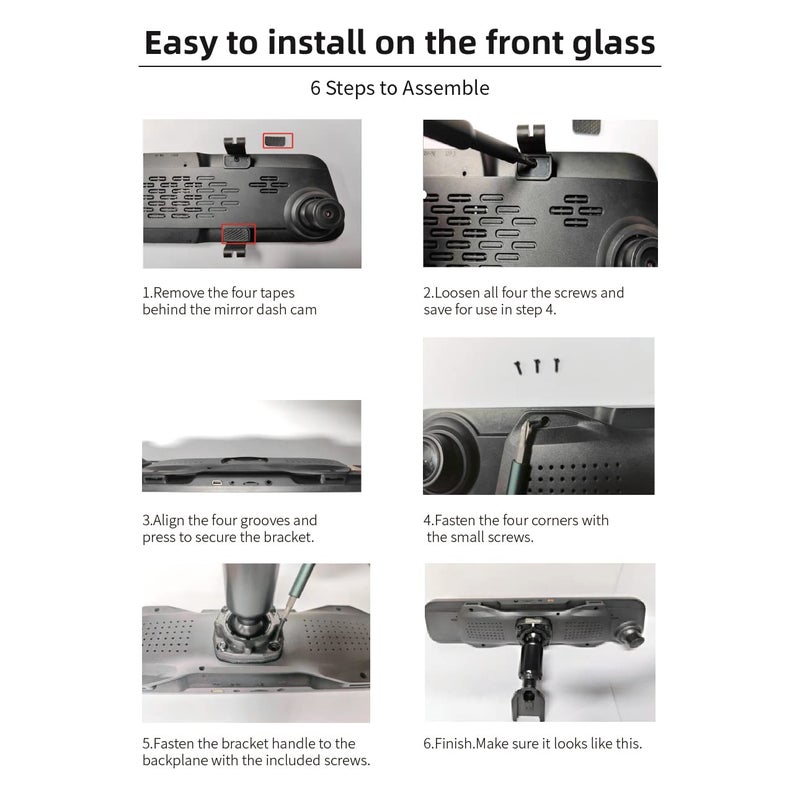 WOLFBOX OEM Bracket only for G930 Mirror Dash Cam, not Suitable for Other Dash cams - Image 4