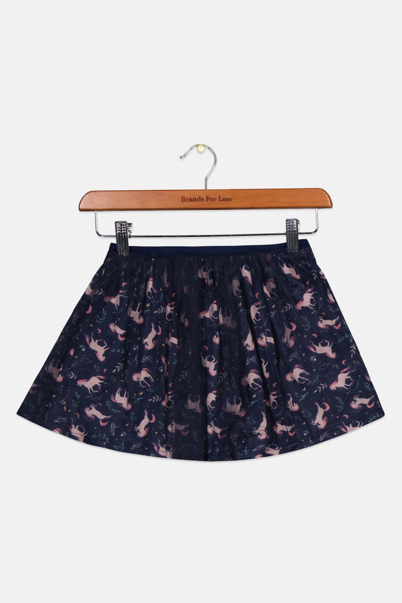 Sinsay Kid Girls Allover Print Mini Skirt, Navy Combo  - Image 2