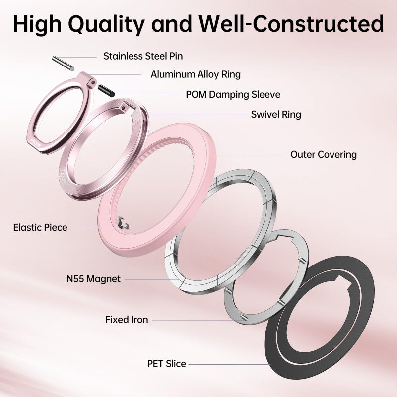 SYNCWIRE Magnetic Phone Ring Holder for MagSafe, 360Â° Rotation Cell Phone Grip Stand Finger Ring Kickstand Two-Sided Magnet Compatible with iPhone 17 Pro Max 16 15 14 13 12 MagSafe Accessories - Image 2