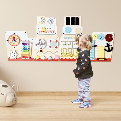 Cateam Sensory Wall Panel for Kids Activity Wall Busy Board for Toddlers and preschoolers 16in1 Learning Activity Center Wooden Montessori Toys for Education and Early Development Ship - Image 1
