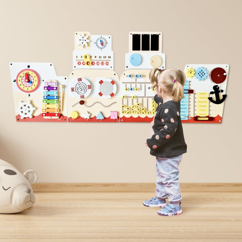 Cateam Sensory Wall Panel for Kids Activity Wall Busy Board for Toddlers and preschoolers 16in1 Learning Activity Center Wooden Montessori Toys for Education and Early Development Ship - Image 3