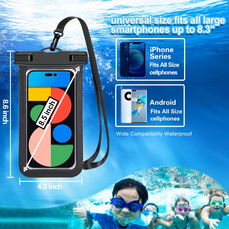 Famoby Up to 8.3" 8 Pack Multicolor Universal Waterproof Phone Pouch, Large Phone Waterproof Case Dry Bag, Protection Level: IP68, Outdoor Sports for Apple iPhone,Samsung,and More, Multicolor 8 Pack - Image 2