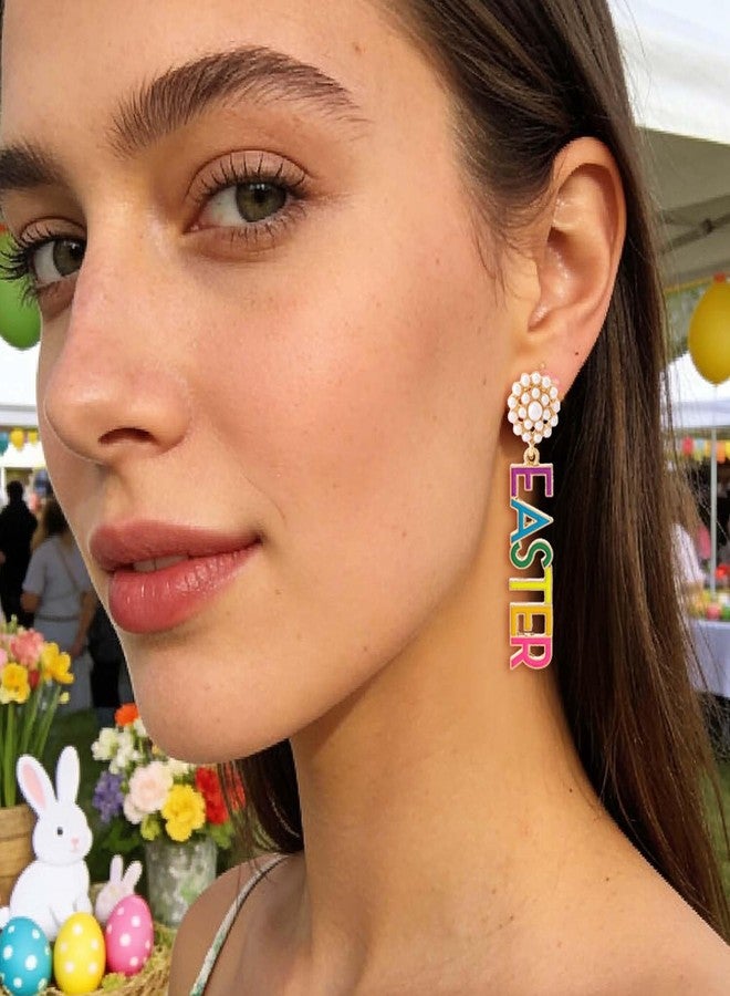 Aksod Easter Earrings Colorful Rabbit Bunny Egg Earrings Dangle Funny Dripping Oil Festival Earring for Women (Style F) - Image 2