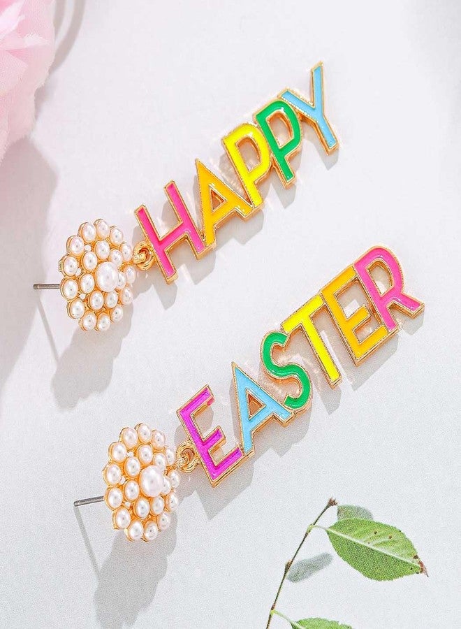 Aksod Easter Earrings Colorful Rabbit Bunny Egg Earrings Dangle Funny Dripping Oil Festival Earring for Women (Style F) - Image 3