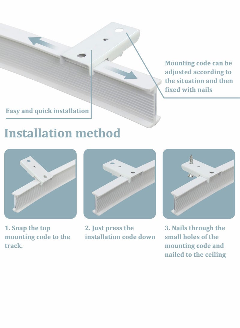 Ceiling Track Mounting Bracket, Curtain Track Bracket Slide Rail Accessories, DIY Mount for Straight or Curved Curtain Track, Side Mount or Ceiling Mount (38 Pcs)  - Image 3