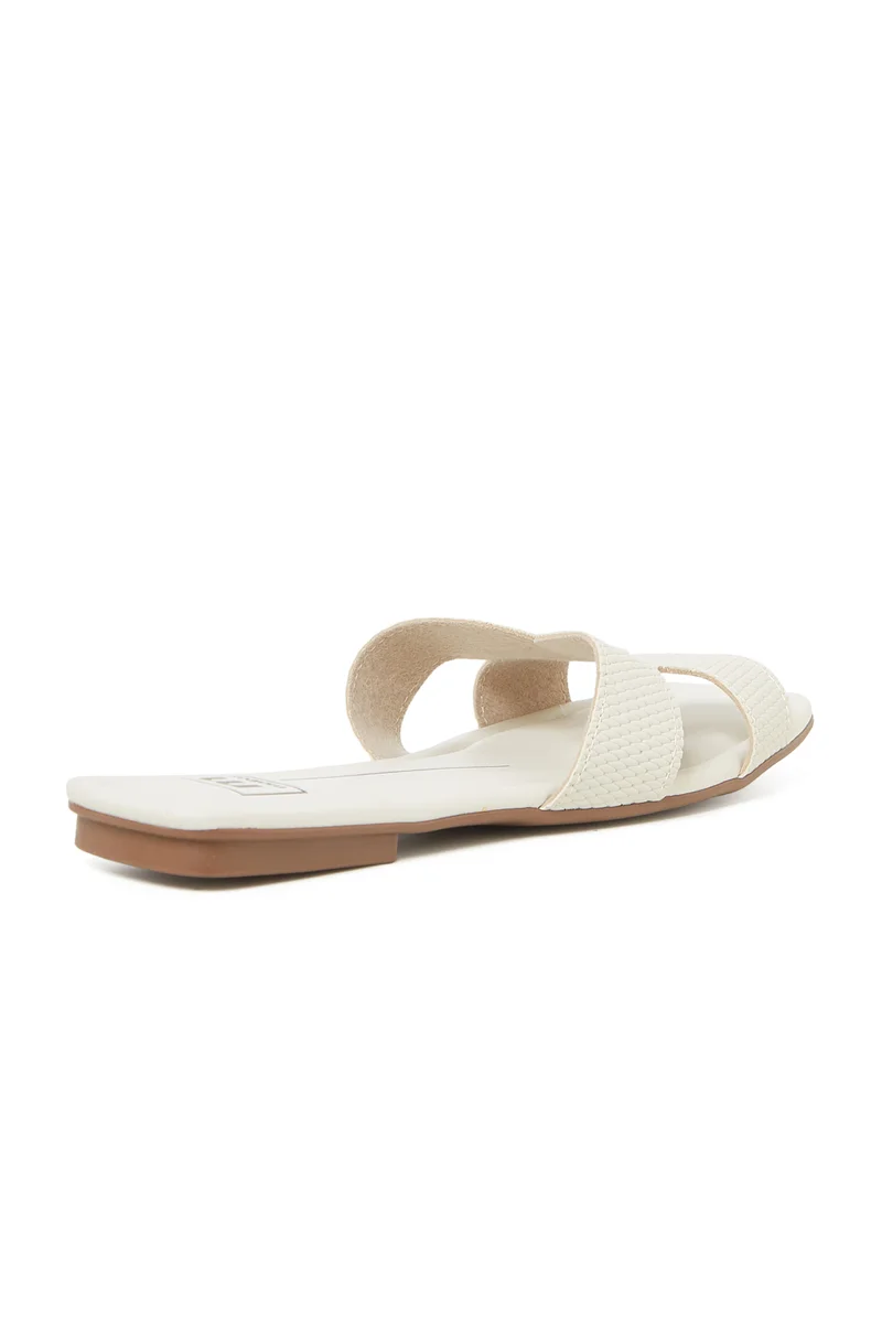 Moleca  MOLECA Flat Sandals for Ladies – OFF WHITE Sandals with Slip On | Comfortable PU Upper & TPR Sole for Women | Best Price UAE