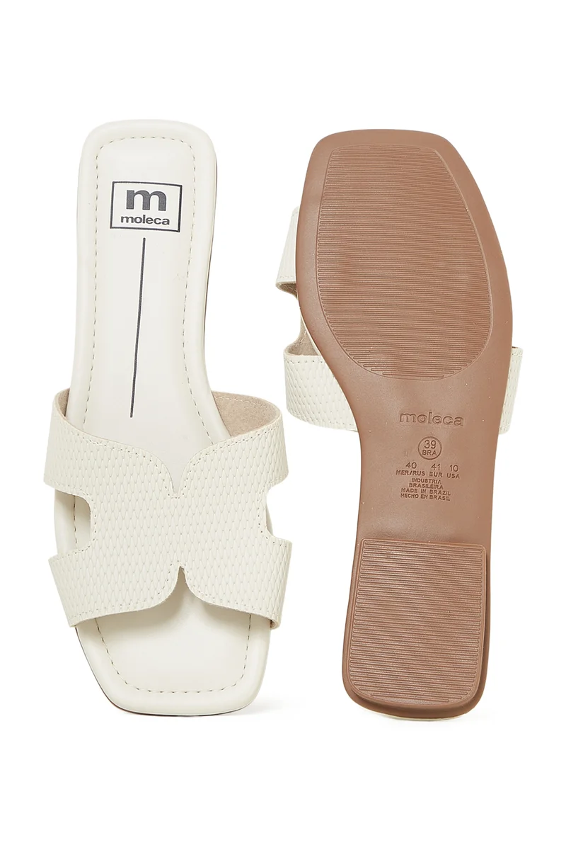 Moleca  MOLECA Flat Sandals for Ladies – OFF WHITE Sandals with Slip On | Comfortable PU Upper & TPR Sole for Women | Best Price UAE