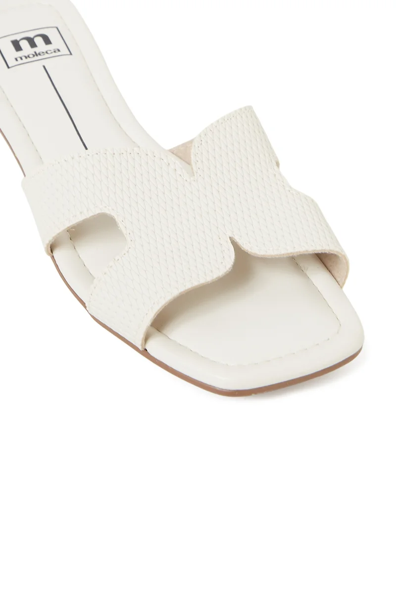 Moleca  MOLECA Flat Sandals for Ladies – OFF WHITE Sandals with Slip On | Comfortable PU Upper & TPR Sole for Women | Best Price UAE