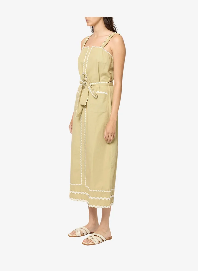 French Connection  Women's Cambria Cotton Sleeveless Green Ric Rac Midi Dress for Women | Best Price UAE